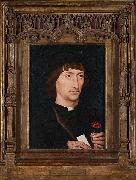 Hans Memling Retrat d'un home amb una rosa oil on canvas